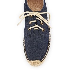 Soludos Lace-Up Platform Espadrille in Denim Rinse Sz 9